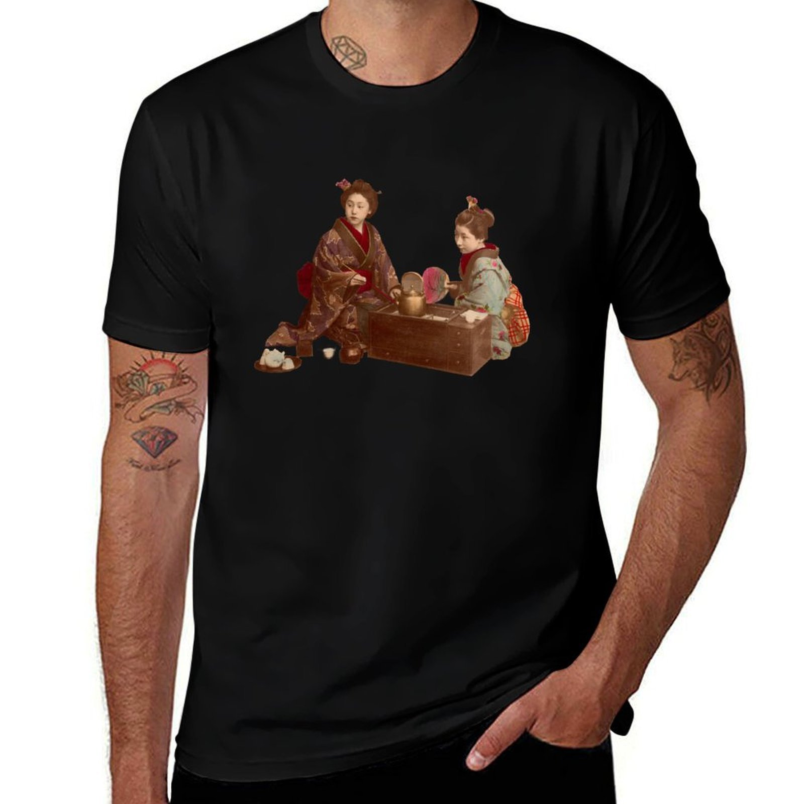 Japanese Tea - Japanische Mädchen beim Teetrinken T-Shirt Übergröße