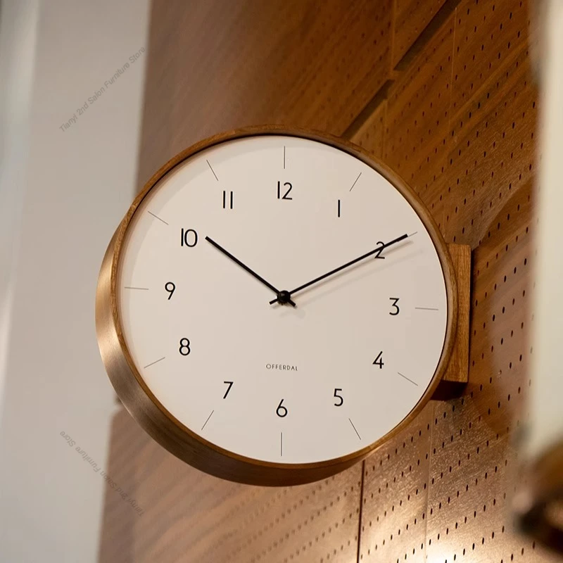 Japanese Luxury Lifestyle - Japanischer Stil, massive Holz-Wanduhr, beidseitig nutzbar,